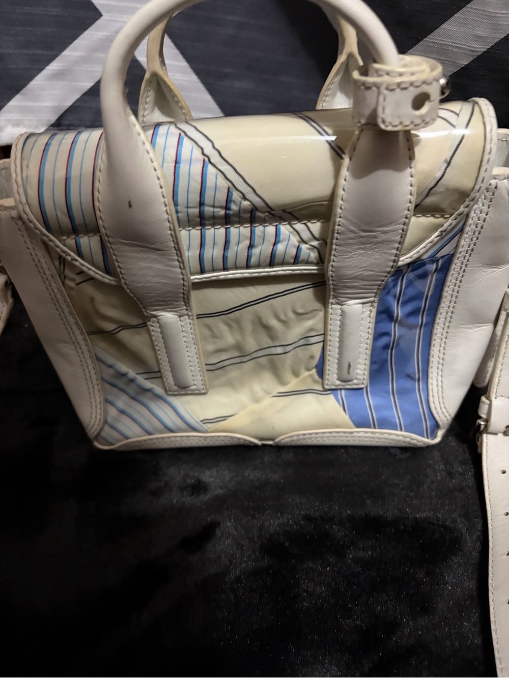 Phillip Lim Striped Shirting Cotton, PVC & Leather Pashli Mini Satchel Bag - Picture 3 of 12